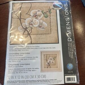 NEW DIMENSIONS ORIENTAL ORCHIDS 35176 COUNTED CROSS STITCH‎ RARE 12 X 12